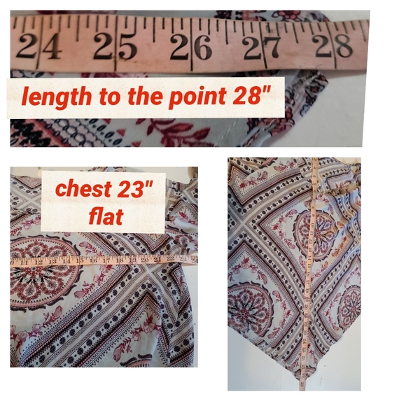 Free 2 Luv Split Sleeve Handkerchief Hem Geometric Print Boho Blouse Top Sz 1X - Picture 4 of 5